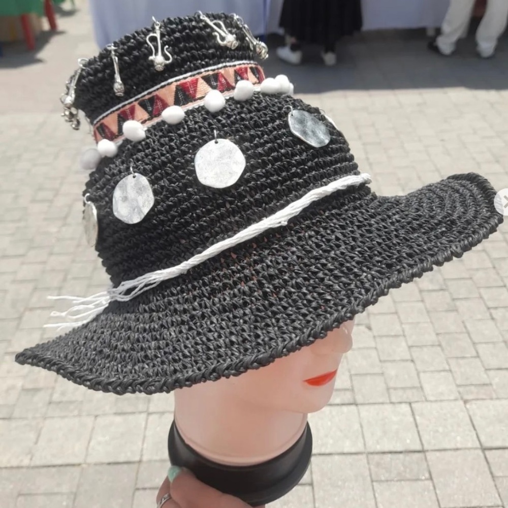 Fashionable Exclusive Handmade Hat only one. Raffia in Spring-Summer Collections